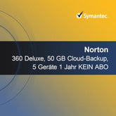 Norton 360 Deluxe, 50 GB Cloud-Backup, 5 Devicee 1 Jahr KEIN ABO